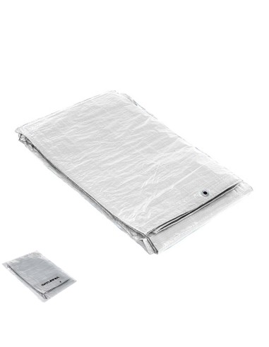 Lona Impermeable Reforzada 4x6 metros (Aproximadamente) Con Ojetes Metálicos, Lona de Protección Duradera, Color Blanco.