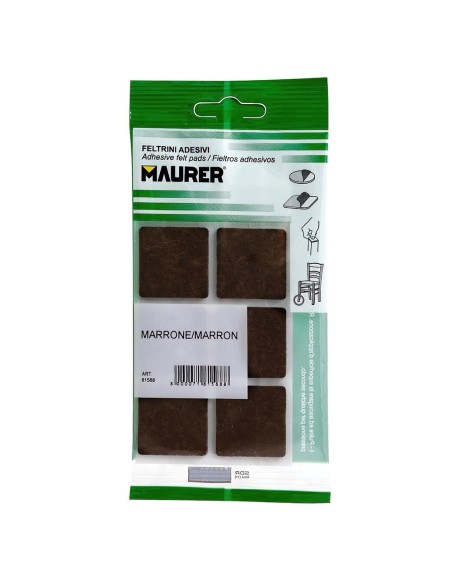 Fieltro Adhesivo 30 x 30 mm (Blister  6 Piezas) Marrón