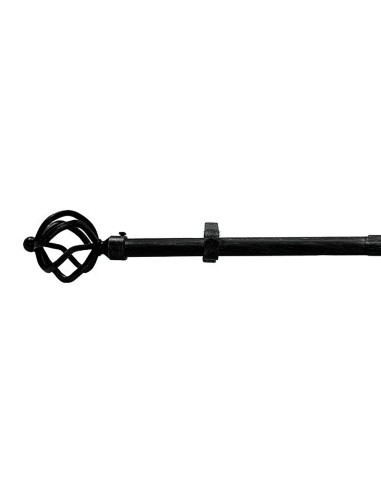 Barra Cortina Extensible Metal Ø 19 mm. Extensible 1,1 / 2,0 Metros Negro Piña Sin Anillas
