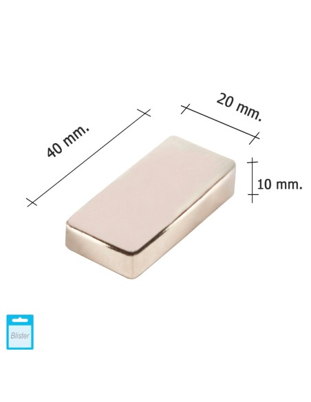 Iman Wolfpack Neodimio Rectangular 40x20x10 mm. (Blister 1 Pieza)
