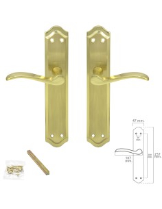 Juego Manivelas Para Puertas, Zamack Latonado "Oryx Irene"