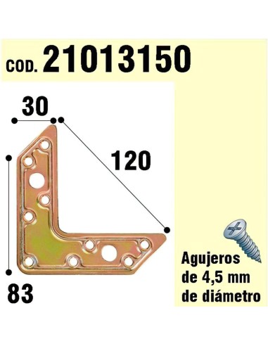 Soporte Para Madera Placa "L"  Bicromatado 120 mm.
