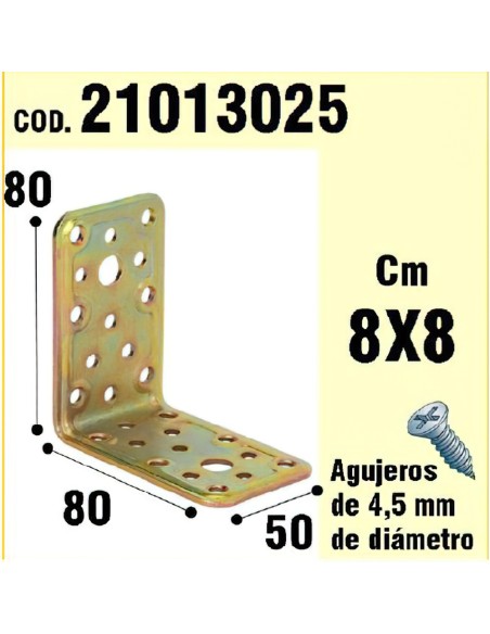 Soporte Para Madera Ángulo   50x80x80 mm.