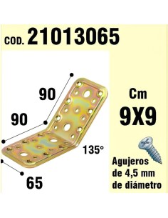 Soporte Para Madera Ángulo  65x90x90 mm./135°
