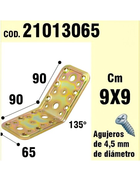Soporte Para Madera Ángulo  65x90x90 mm./135°