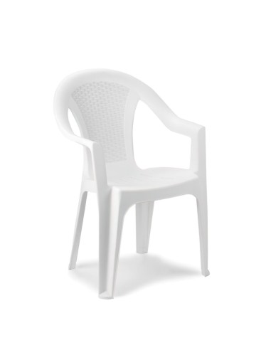 Silla Resina Ratan Respaldo Bajo Blanco Ischia
