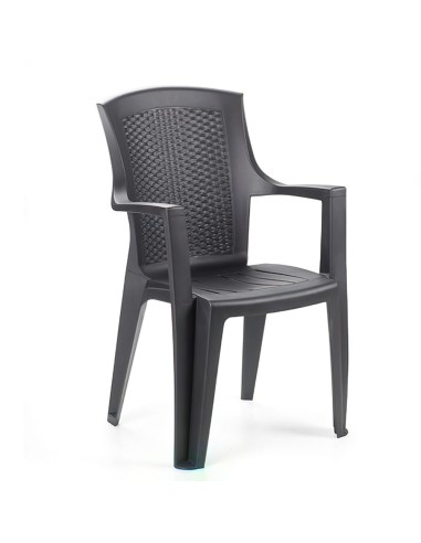 Silla Resina Ratan. Respaldo Alto Antracita. Eden