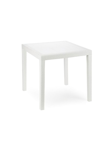 Mesa Resina Ratan Blanca King 80x80 cm.