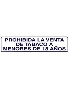 Rotulo Adhesivo 250x63 mm. Prohibida Venta Tabaco  18años