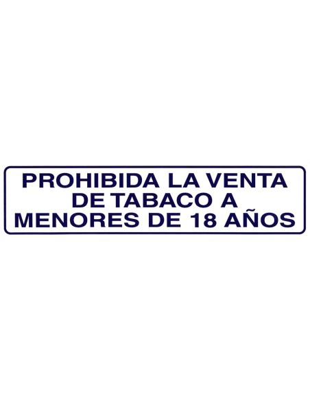 Rotulo Adhesivo 250x63 mm. Prohibida Venta Tabaco  18años