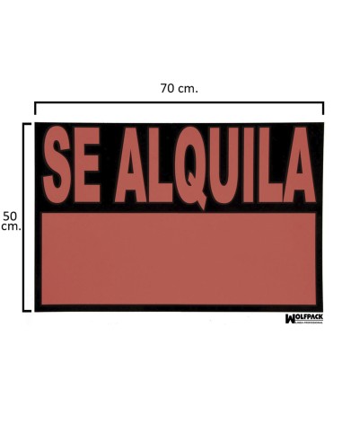 Cartel Se Alquila  70x50 cm.