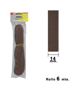 Cinta Persiana Wolfpack Marrón 14 mm. Rollo 6 Metros