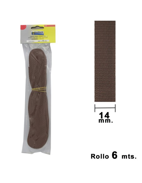 Cinta Persiana Wolfpack Marrón 14 mm. Rollo 6 Metros