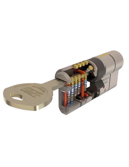 Cilindro Tesa Seguridad T70  30x30 Latonado Leva Corta