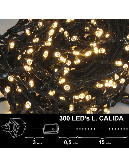 Luces Navidad 300 Leds Luz Calida Interior / exterior (IP44)
