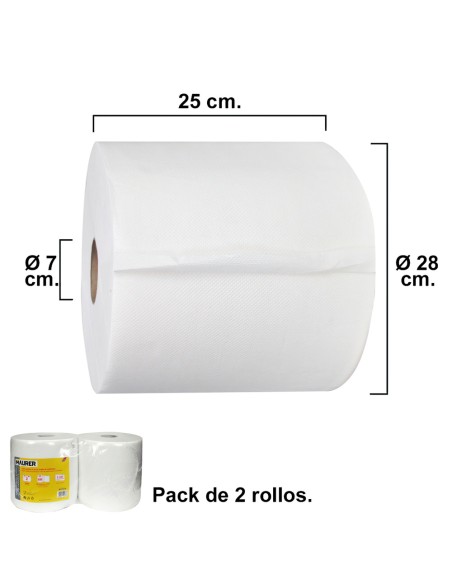 Bobina industrial papel secamanos 2 capas MAURER 800 servicios (pack 2 rollos ) 02670080