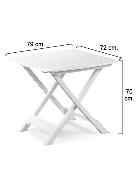 Mesa Resina Plegable Blanca 79x72x70 cm.