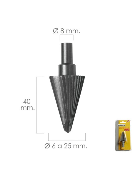 Fresa Conica Hss Ø 6-25 mm. Para Taladro / Fresadora