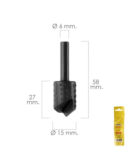 Fresa Rotativa Madera Para Vaciado Ø 15 mm. Para Taladro / Fresadora