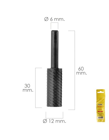 Fresa Rotativa Para Metal Cilindrica Ø 12 mm. Para Taladro / Fresadora