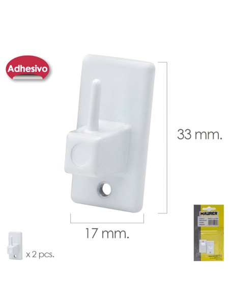 Gancho Visillo / Cortina Adhesivo Blanco (Blister 2 Piezas)