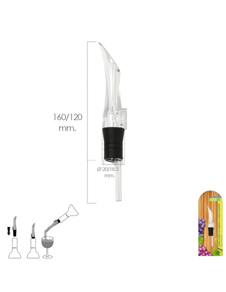 Vertedor Aireador Vino Antigoteo Con Sistema Decantador