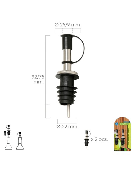 Tapon Vertedor Inoxidable Con Tapadera (2 Unidades)