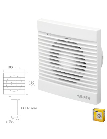 Extractor Humos Baño 16 Watt. Salida Ø 116 mm. Extractor Humo, Extractor Baño, Extractor Baño Humos,extractor Olores,