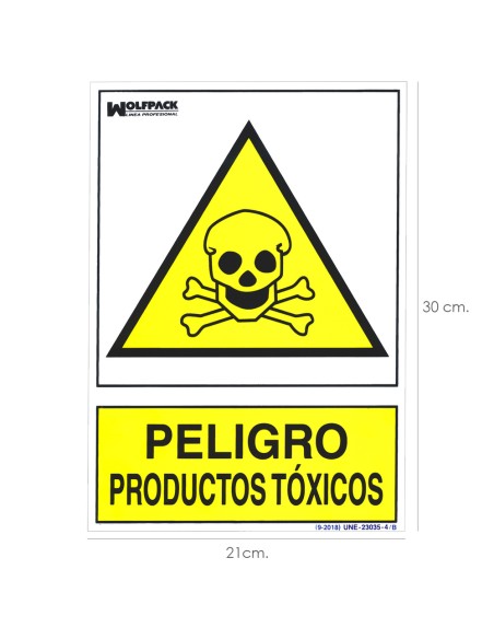 Cartel Peligro Productos Toxicos 30x21cm.