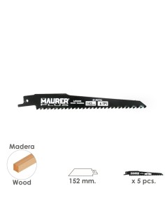 Hoja Para Sierra Sable Madera 152 mm. - 6 TPI Tipo Bosch...