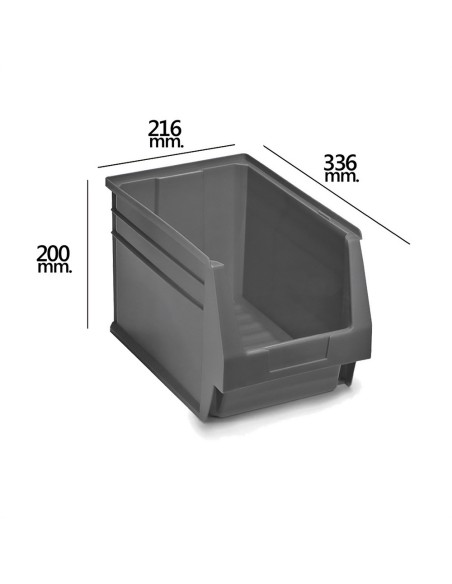 Gaveta Apilable Almacenamiento Gris Nº55 336x216x200 mm.  (3/6)