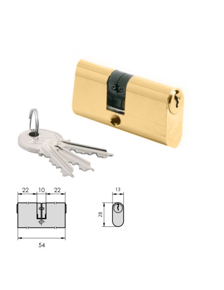 Cilindro Cvl 5963 / 22x22 Laton Pulido Ovalado 2 Levas Cilindro Doble