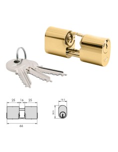 Cilindro CVL 5968 / 25x25 / Laton Pulido Ovalado Levas y...