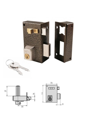Cerradura Cvl 756A / 70 / Hierro Esmaltado Derecha Cilindro 70 mm.
