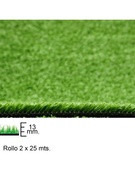 Cesped Artificial 13 mm. Rollo 2 x 25 metros. Uso Domestico