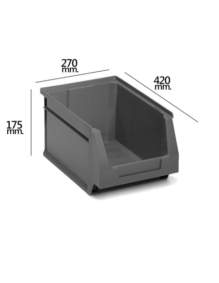 Gaveta Apilable Almacenamiento Gris Nº56 420x270x175 mm.        (4/6)