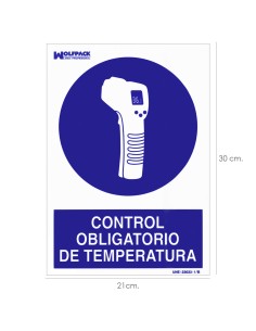 Cartel De Control Obligatorio De La Temperatura 30x21 cm.