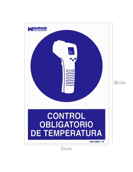 Cartel De Control Obligatorio De La Temperatura 30x21 cm.