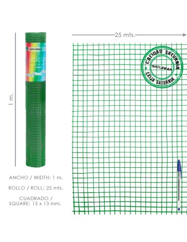 Malla Electrosoldada Plastificada Corral 13x13 / Altura 100 cm. / Rollo 25 metros