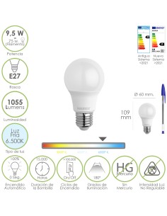 Bombilla Led Estandar Rosca E27. 9.5 Watt. Equivale A 75...