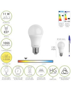 Bombilla Led Estandar Rosca E27. 11 Watt. Equivale A 90...