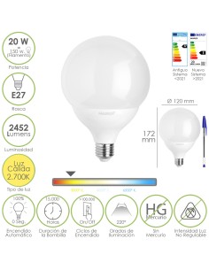 Bombilla Led Globo E27. 20 Watt. Equivale A 150 Watt....