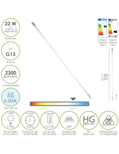 Tubo Led T8 150 cm. 22 Watt. Equivale A 150 Watt. 2300...