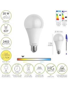 Bombilla Led Estandar Rosca E27. 20  Watt. Equivale A 150...
