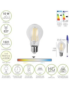 Bombilla Led Filamento Standar Rosca E27. 10 Watt....