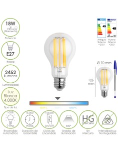 Bombilla Led Filamento Standar Rosca E27. 18 Watt....