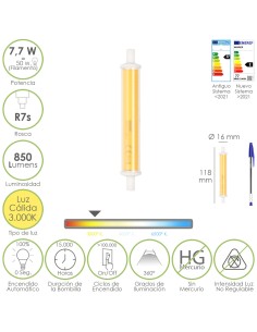 Bombilla Led Para Focos Rosca R7S. 7,7 Watt. Equivale a...