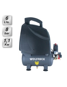 Compresor Aire Wolfpack 6 Litros / 8 Bares / 1,1 Kw - 1,5...