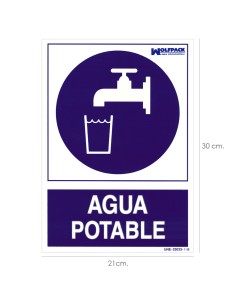 Cartel Agua Potable 30x21cm.