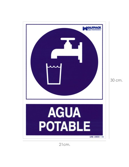 Cartel Agua Potable 30x21cm.